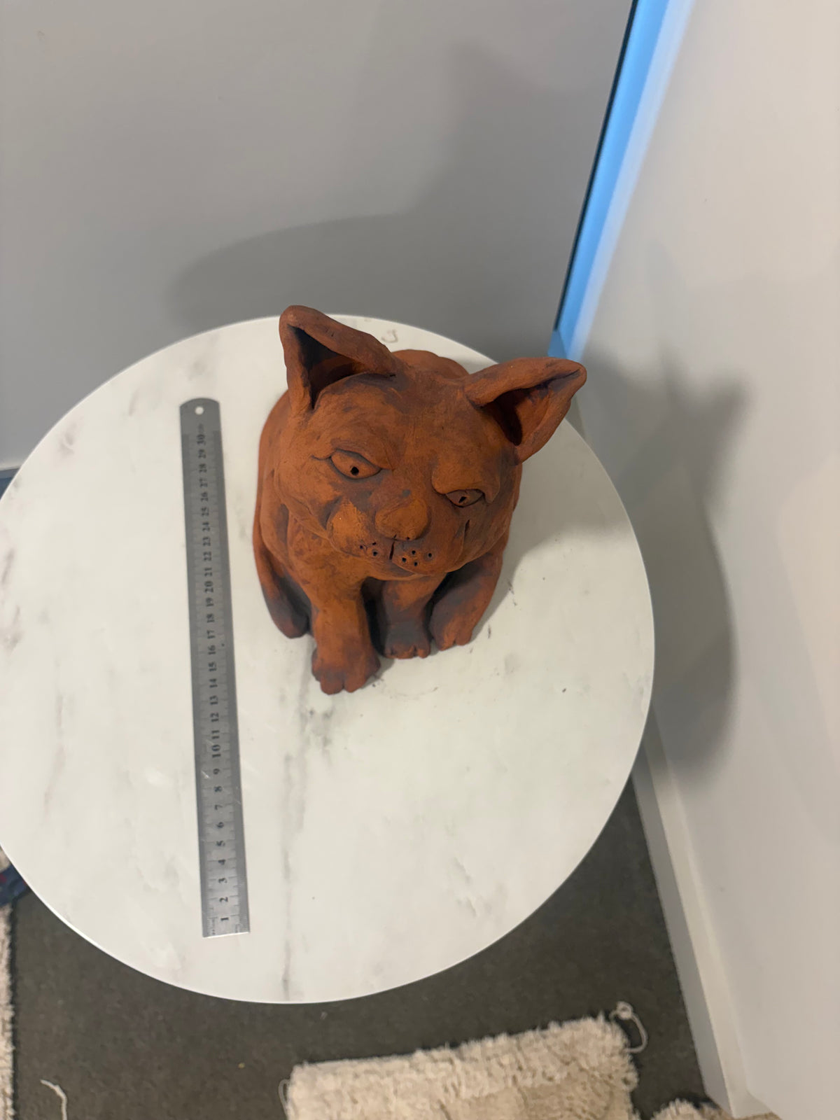 Cat Cat Terracotta Hand built Scuplture