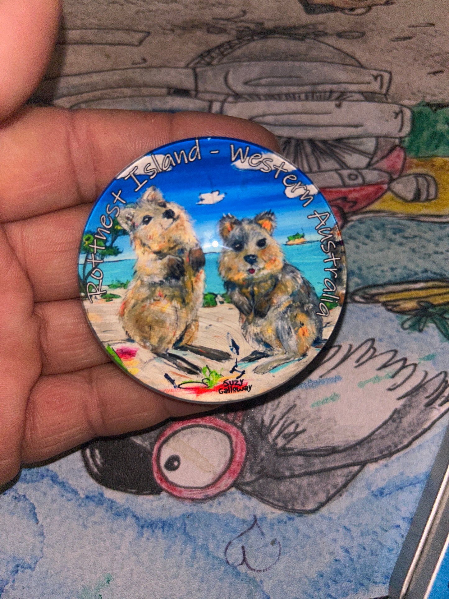 Magnet Glass Dome - Rottnest Island Quokka Design