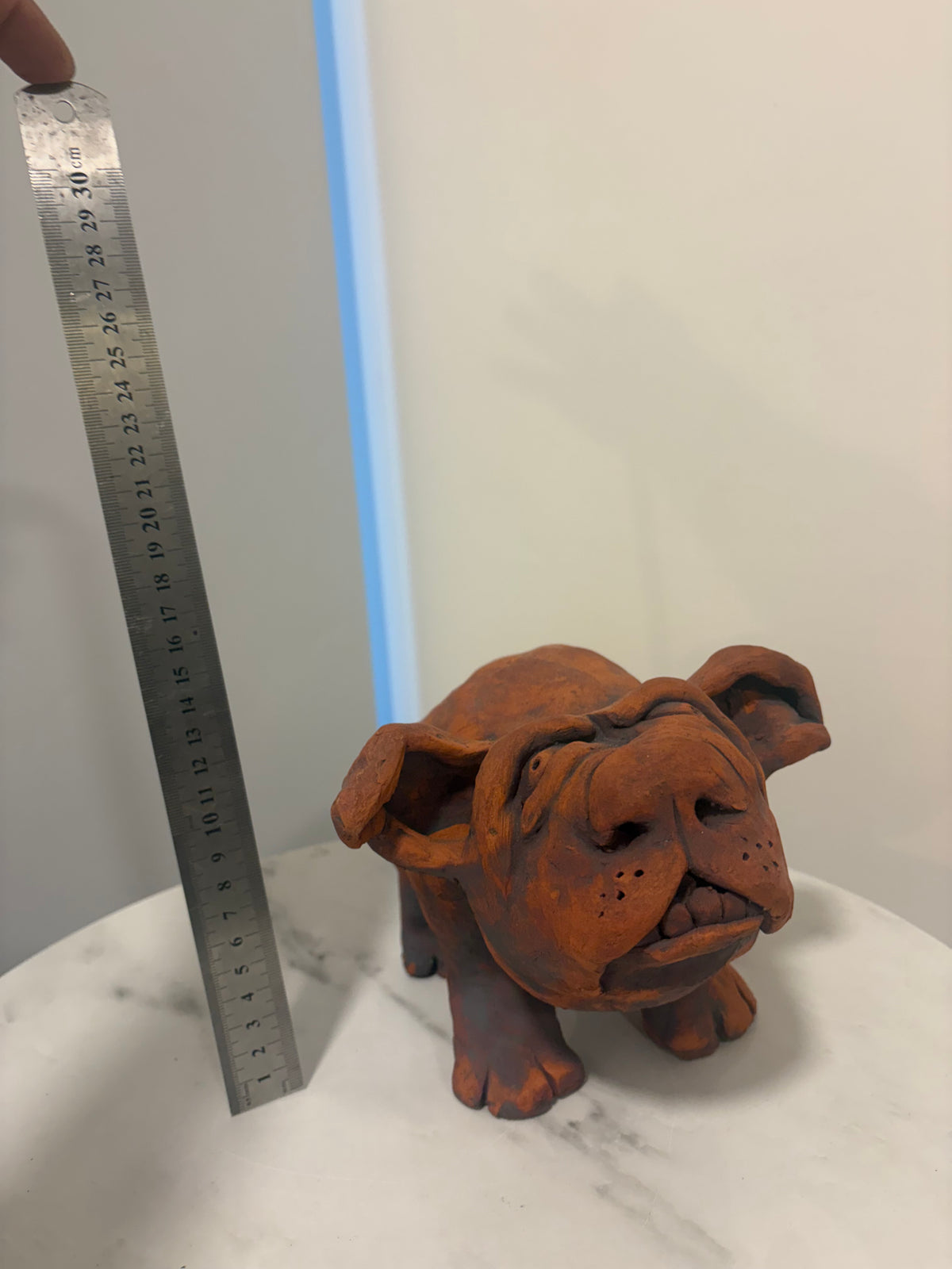 Heathrow the Big Little Dog, Terracotta Hand built Scuplture