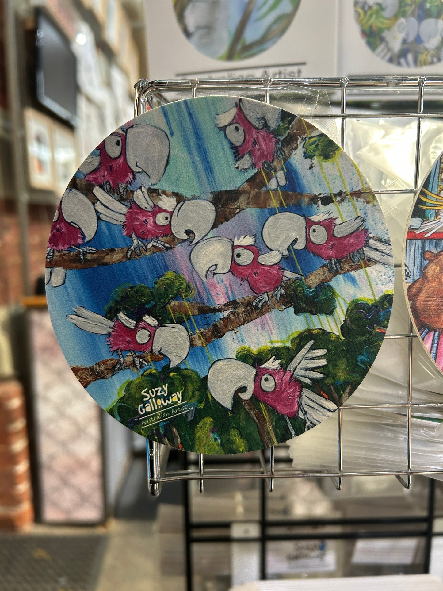 Pink and Grey Galahs coaster