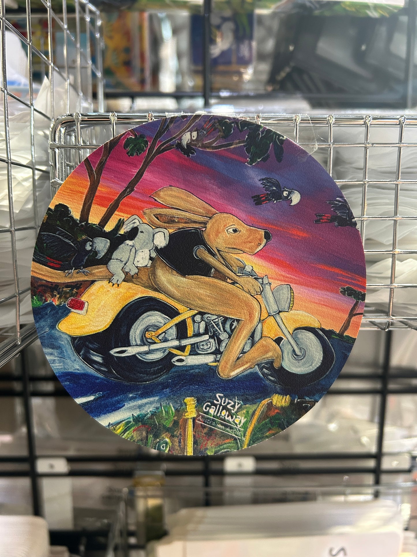 Kangaroo on a motorbike coaster