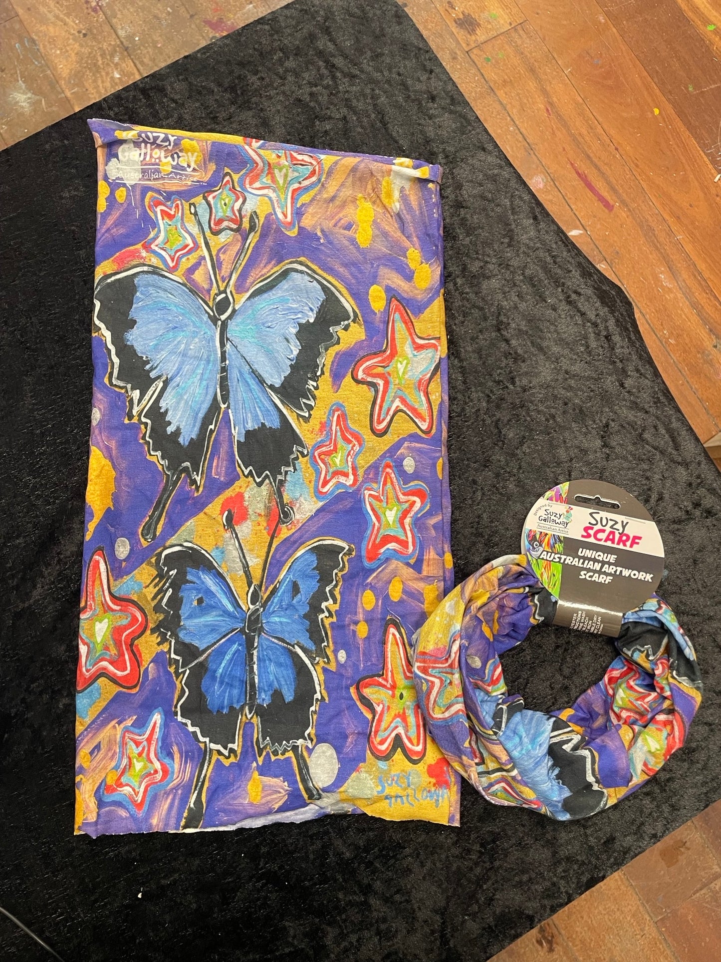 Purple Butterfly multipurpose headscarf / tube