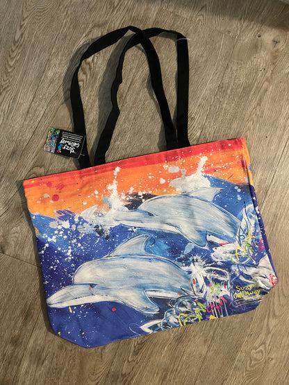 Dolphin Cotton Canvas Large Bag