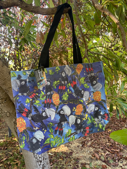 Black Cockatoo Cotton Canvas Large Bag