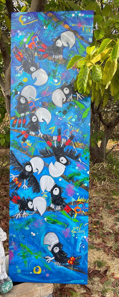 Tall Black Redtail Cockatoo Original Artwork