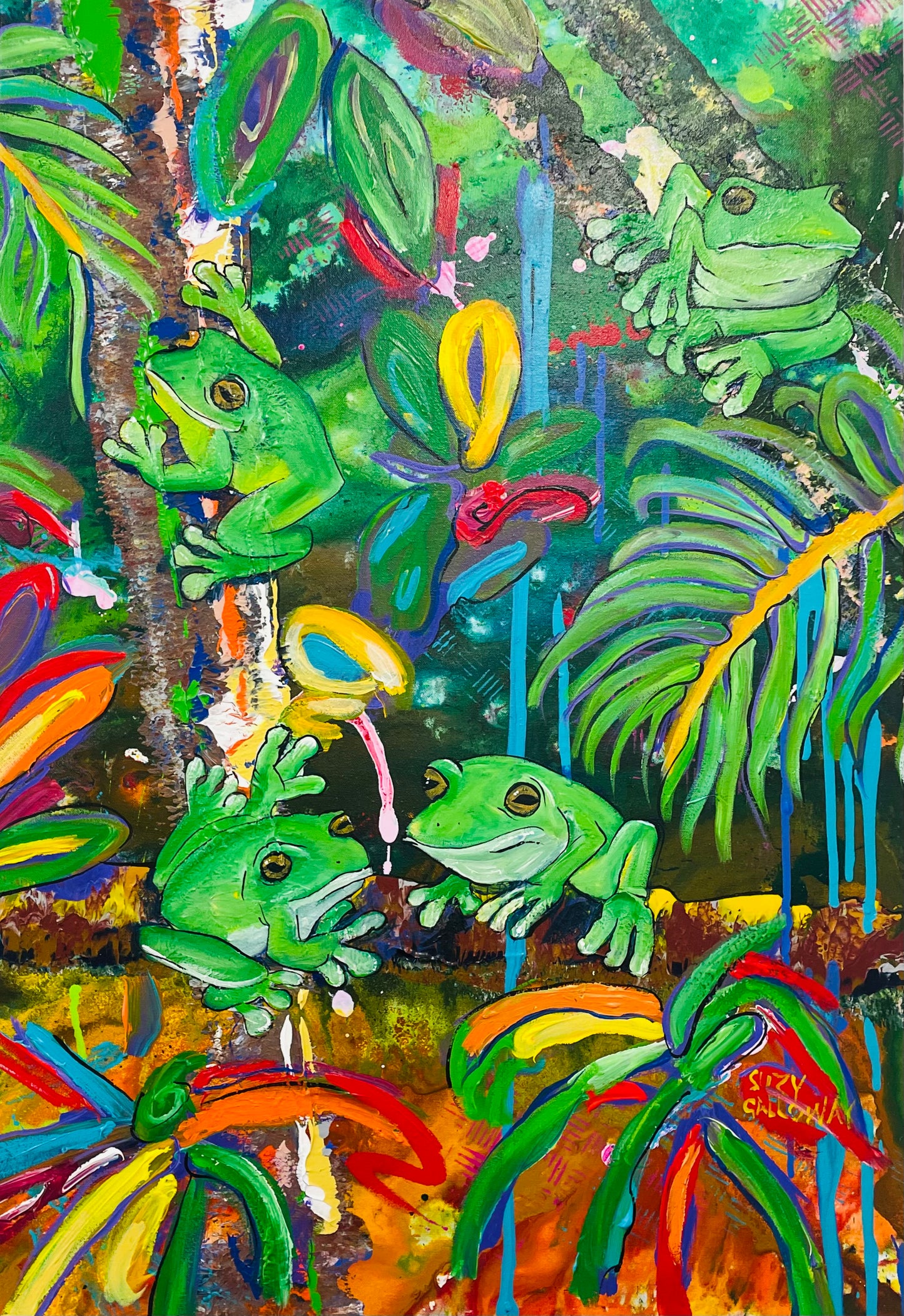 Rainforest frogs Original Artwork PAIR