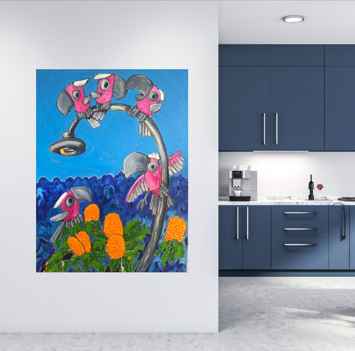 Pink and Grey Galah lamp post