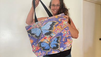 Butterfly Cotton Canvas Large Bag