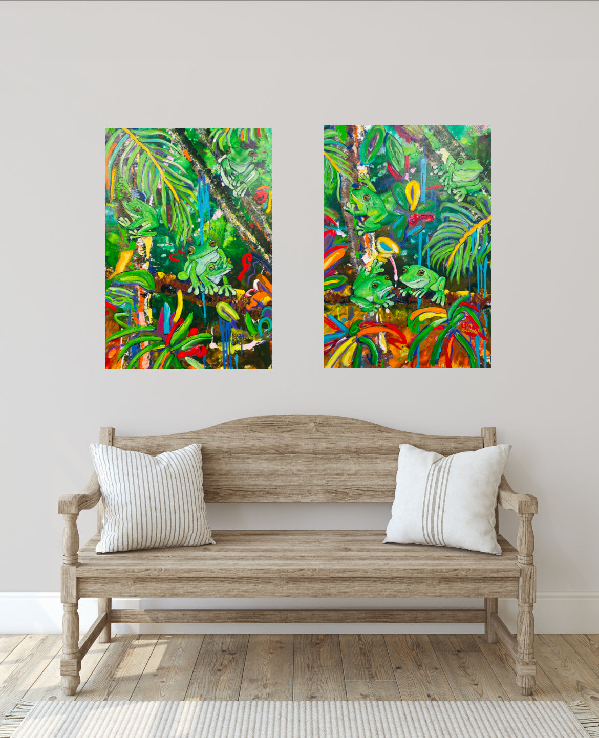 Rainforest frogs Original Artwork PAIR
