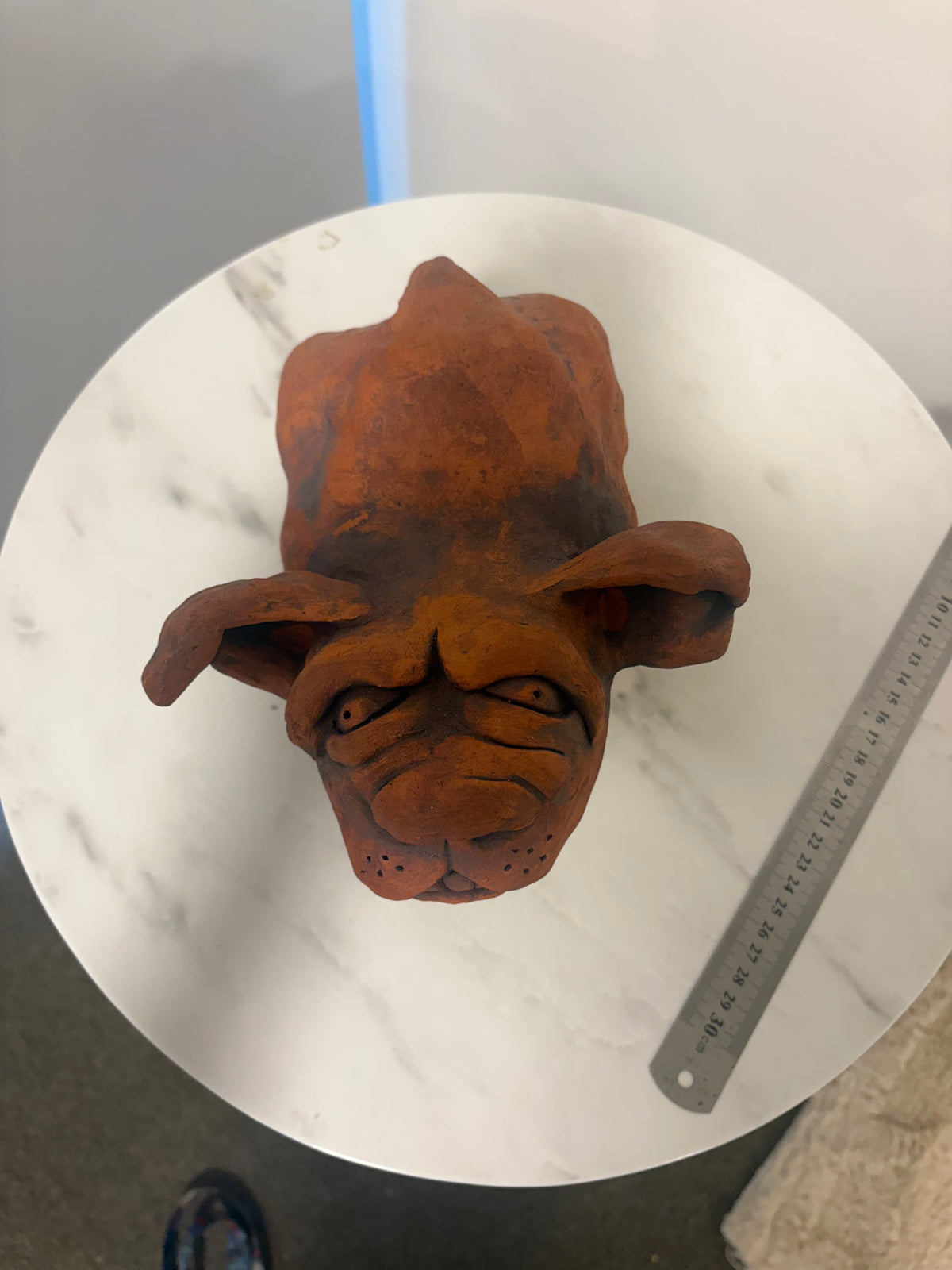 Heathrow the Big Little Dog, Terracotta Hand built Scuplture