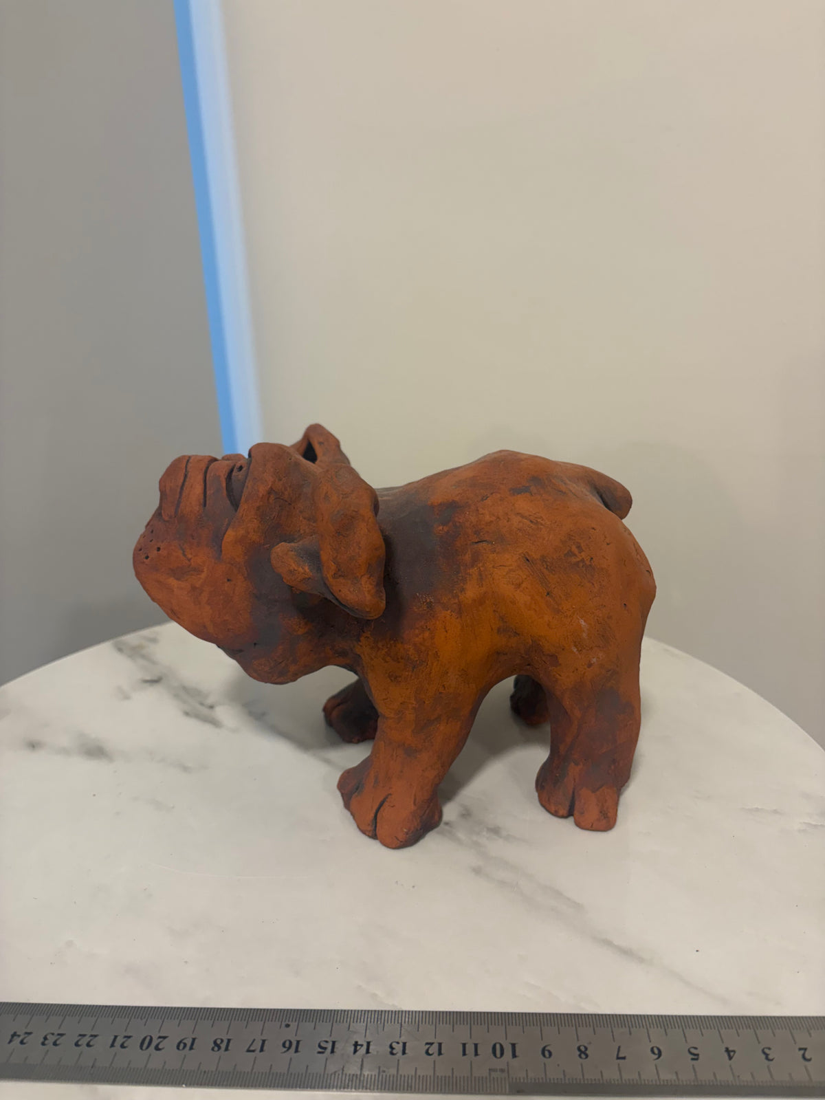 Heathrow the Big Little Dog, Terracotta Hand built Scuplture