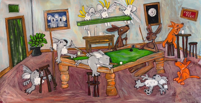 The Pool Room - Acrylic and charcoal on canvas Canvas Original