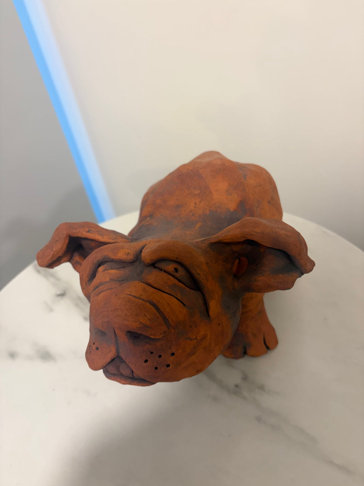 Heathrow the Big Little Dog, Terracotta Hand built Scuplture