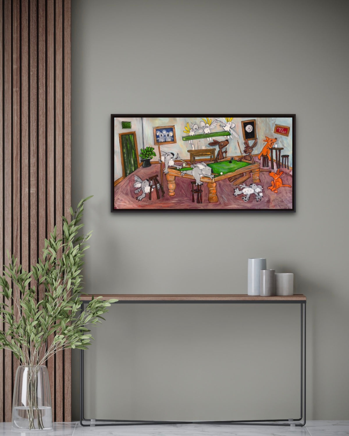 The Pool Room - Acrylic and charcoal on canvas Canvas Original
