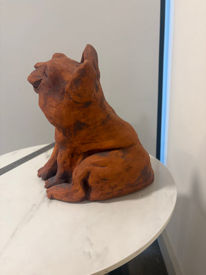 Cat Cat Terracotta Hand built Scuplture