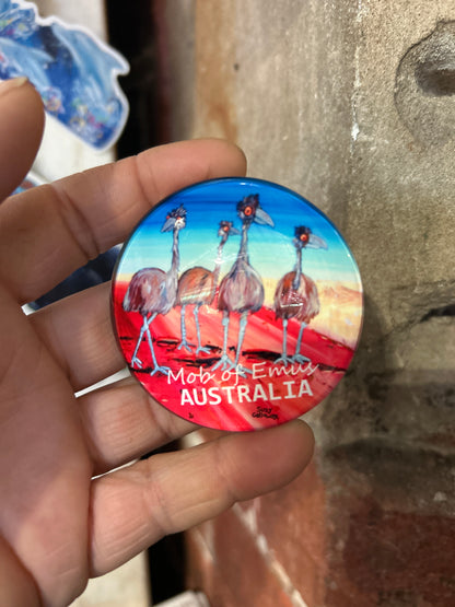 Magnet Glass Dome - Mob of Emus Design