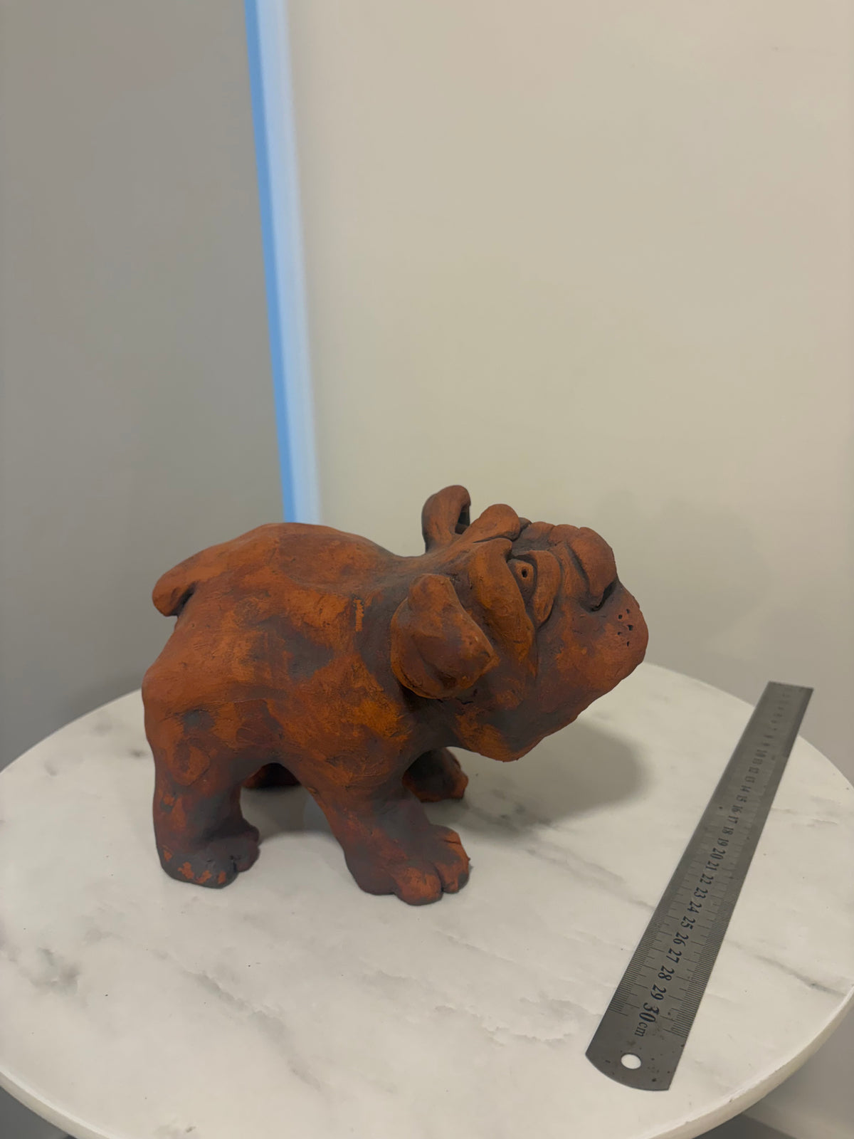 Heathrow the Big Little Dog, Terracotta Hand built Scuplture
