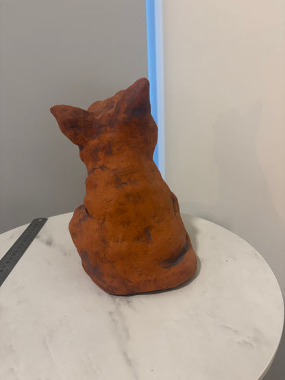 Cat Cat Terracotta Hand built Scuplture