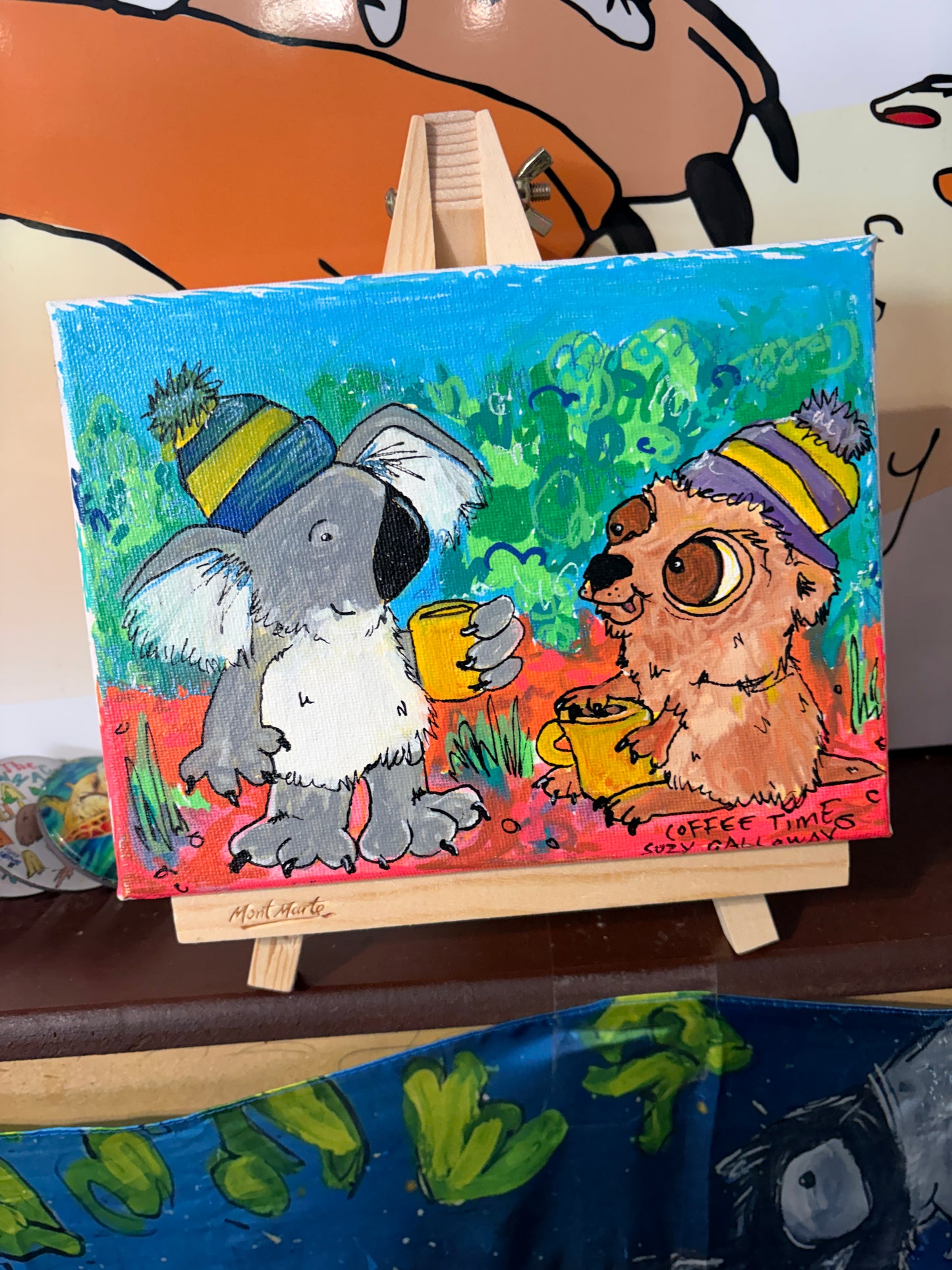 Coffee Time Koala and Quokka  - Posca Pen Canvas Original