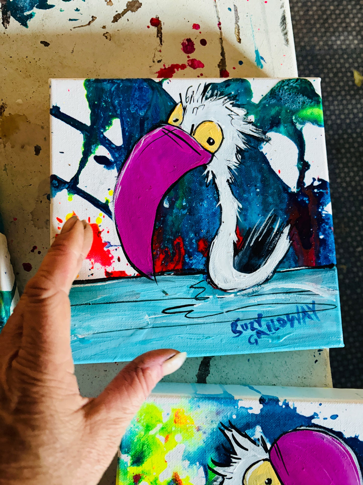 June series Pelican 2 - Ink and Acrylic on Canvas Original