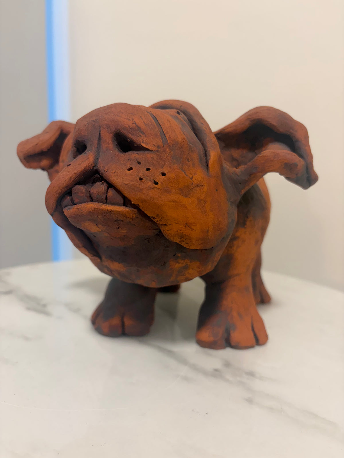 Heathrow the Big Little Dog, Terracotta Hand built Scuplture