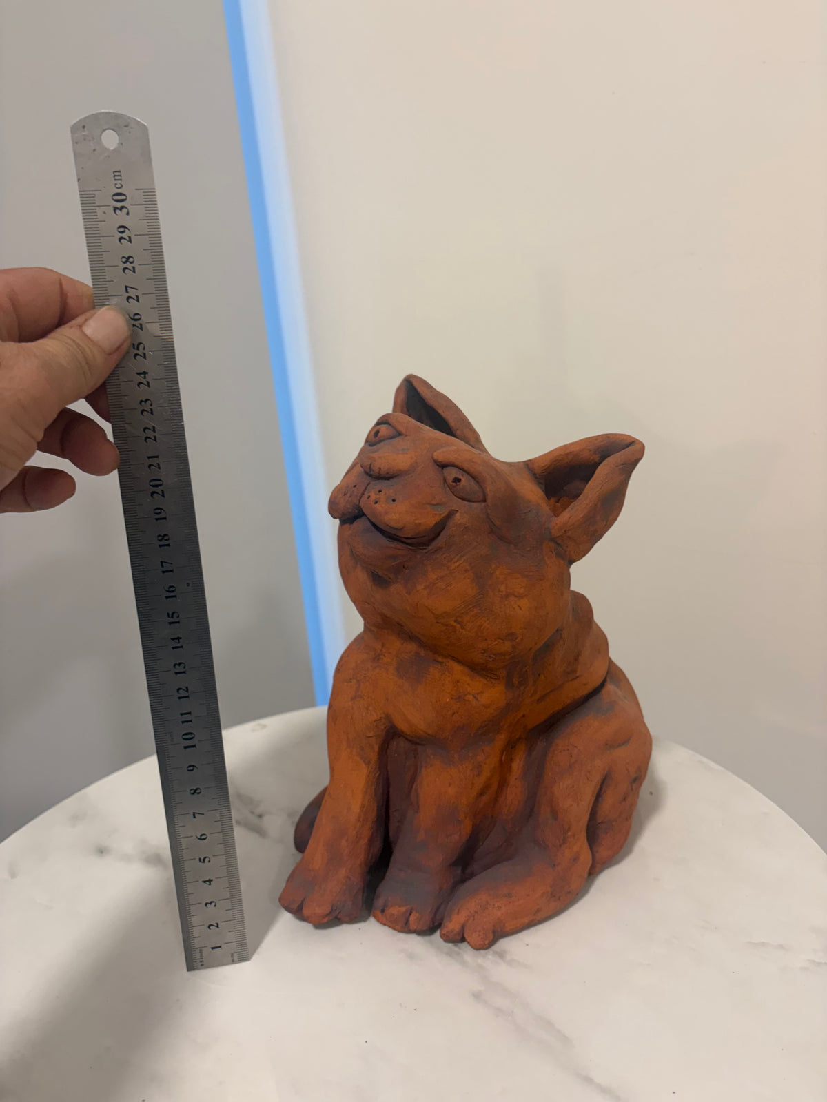 Cat Cat Terracotta Hand built Scuplture