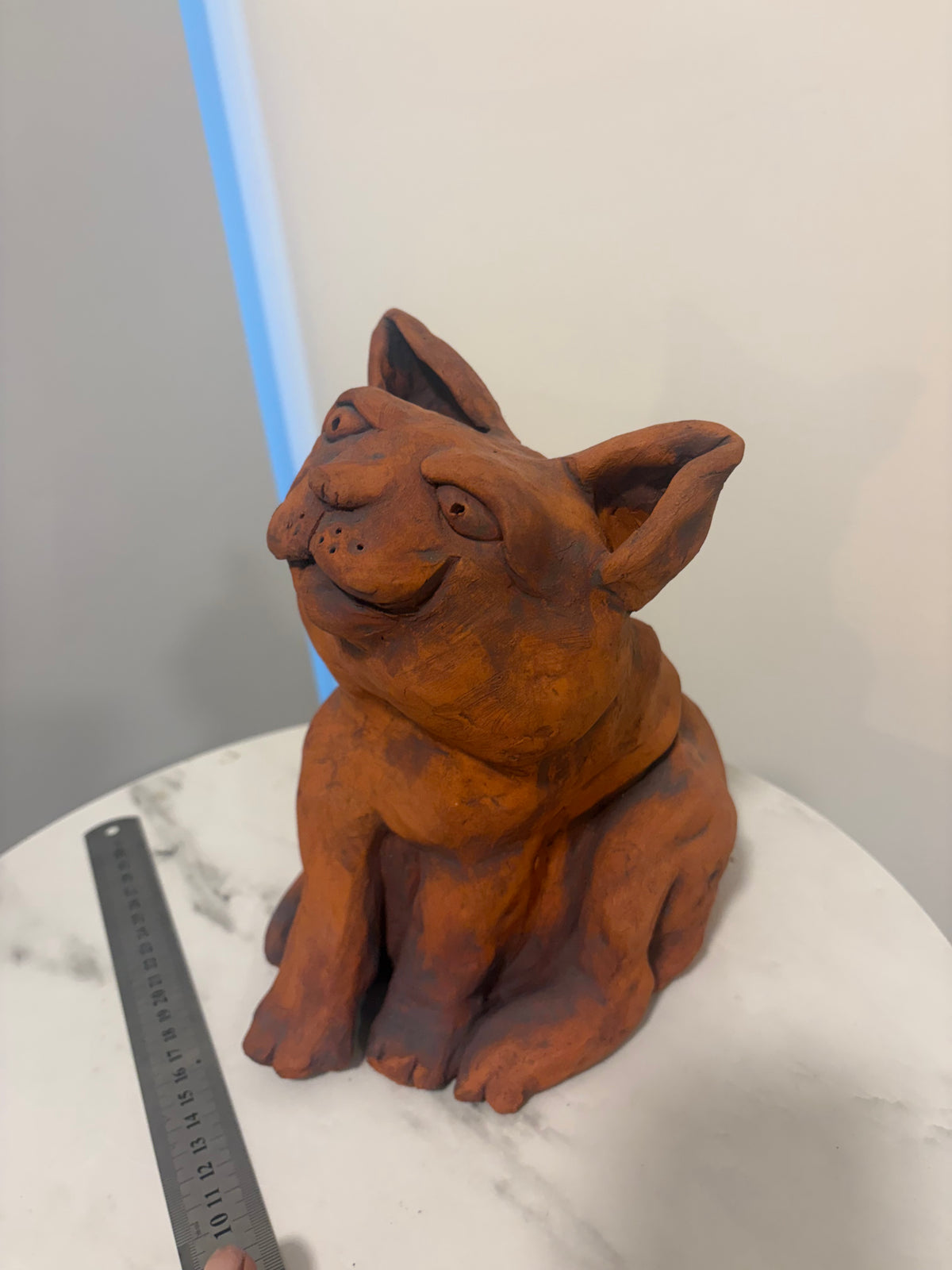Cat Cat Terracotta Hand built Scuplture