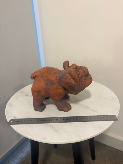 Heathrow the Big Little Dog, Terracotta Hand built Scuplture