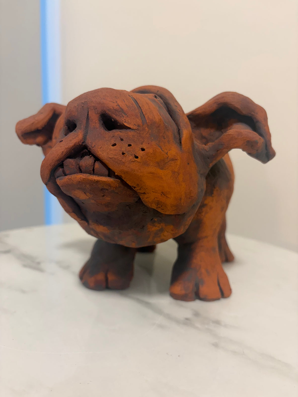 Heathrow the Big Little Dog, Terracotta Hand built Scuplture