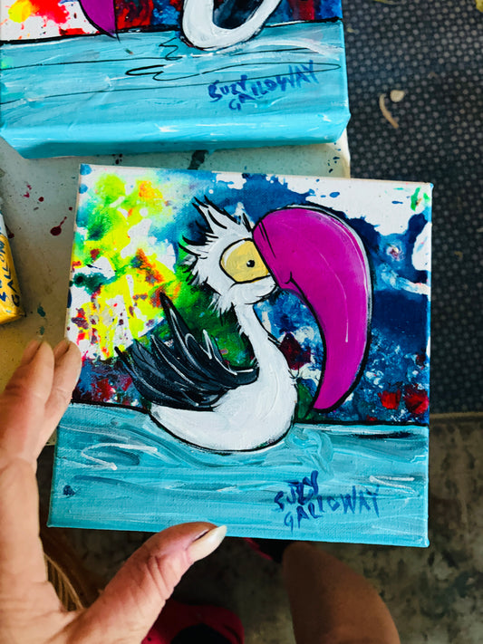 June series Pelican 1 - Ink and Acrylic on Canvas Original SOLD