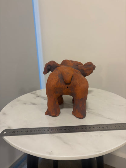 Heathrow the Big Little Dog, Terracotta Hand built Scuplture