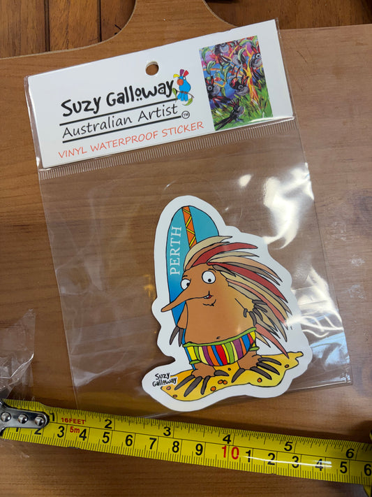 Echidna in his rainbow pants sticker
