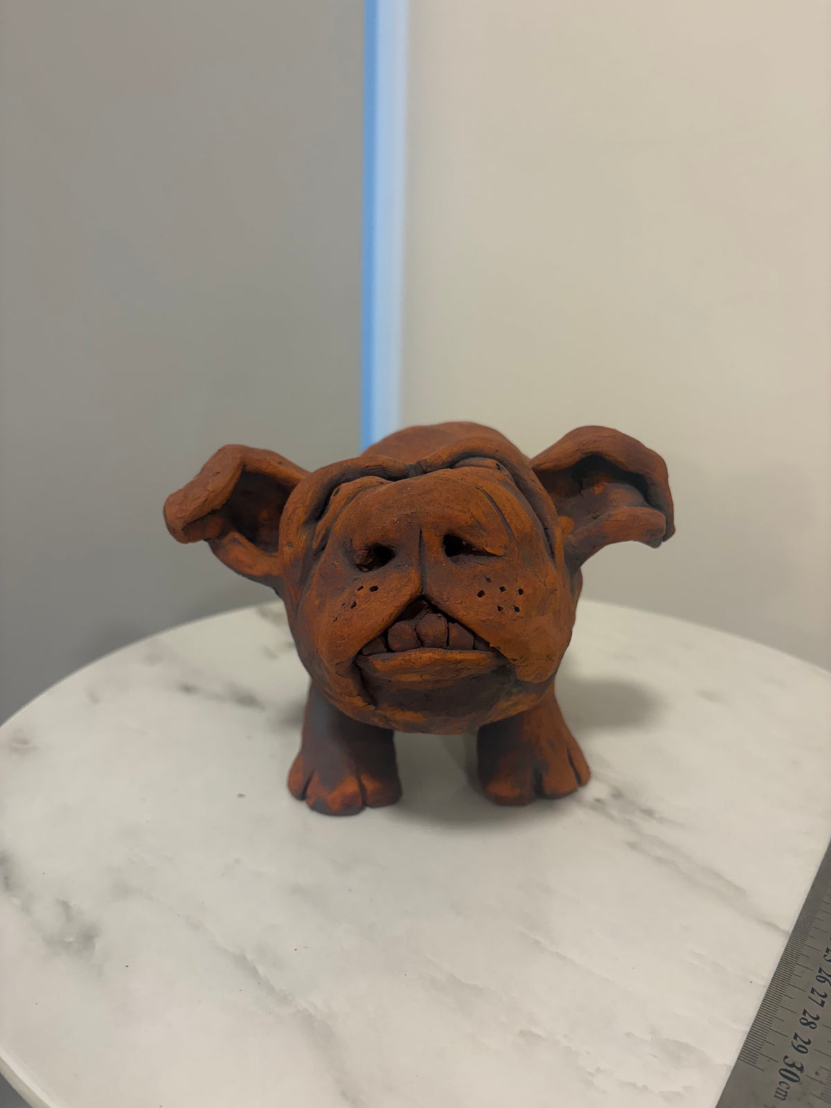 Heathrow the Big Little Dog, Terracotta Hand built Scuplture