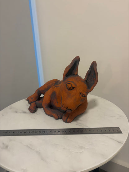 Edward the Dog, Terracotta Hand built Scuplture