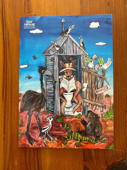 Kangaroo on the Dunny Greeting/ Gift Card