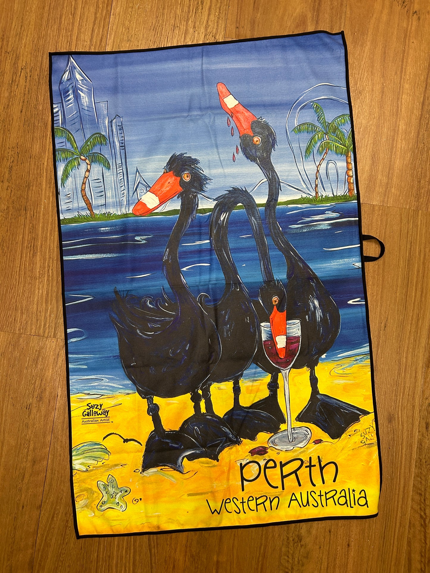 Perth Swans and Pelican kitchen towel / teatowel
