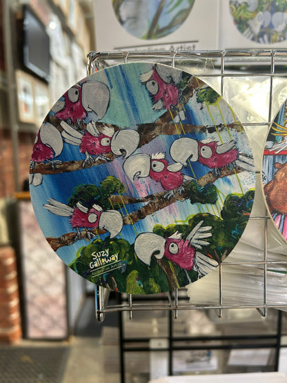 Pink and Grey Galahs coaster