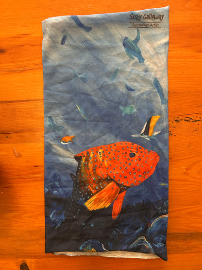 Deep blue Coral trout  Multipurpose Headscarf / Tube