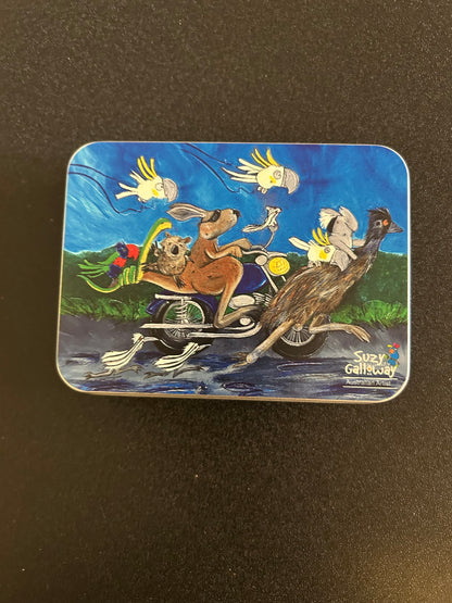 Kangaroo Crew on Motorbike Trinket Tin