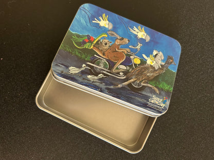 Kangaroo Crew on Motorbike Trinket Tin