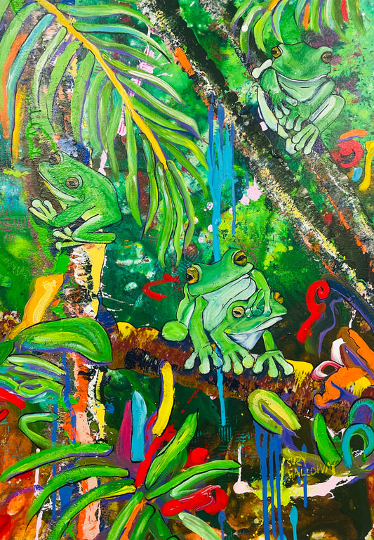 Rainforest frogs Original Artwork PAIR